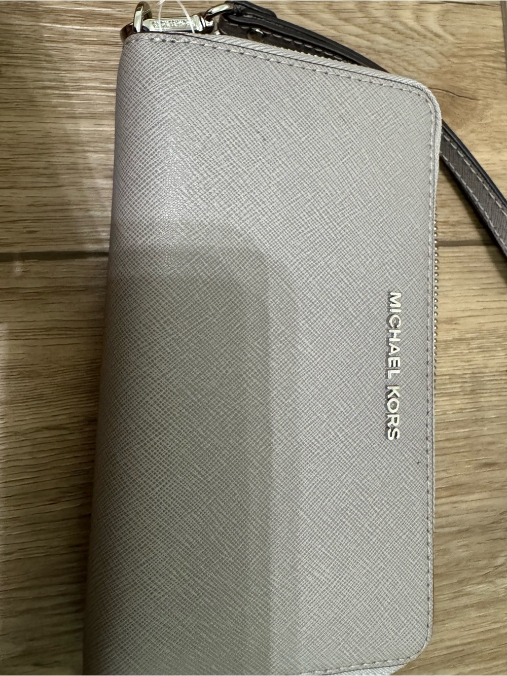 Michael Kors Light Taupe Saffiano Leather Phone Wristlet